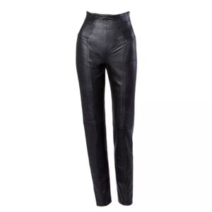 Vtg 80s Michael Hoban North Beach Tailored Fit Genuine Leather Pants sz S Black